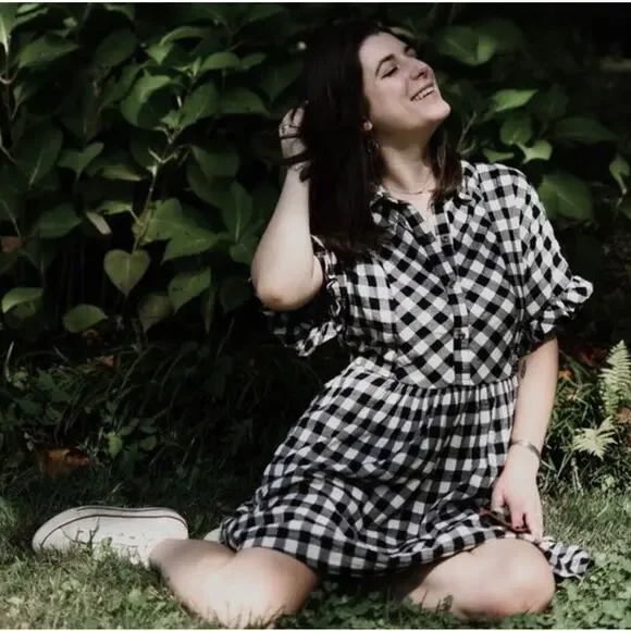 Anthropologie Porridge black-and-white gingham Dress Size S - Picture 7 of 7